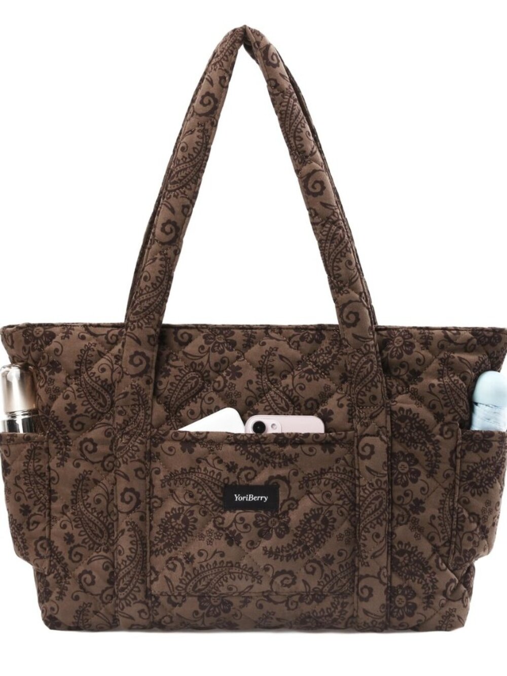 Quilted Leopard Tote Bag for Women, Cheetah Tote Bag with Zipper & Wet Pockets